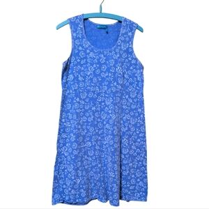 Fresh Produce periwinkle & White Floral Print Sleeveless Tank Dress Size Medium